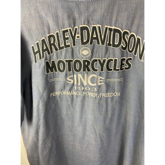 Harley-Davidson Mens Button Up Shirt Blue Size XL Short Sleeve Collared - Picture 7 of 7